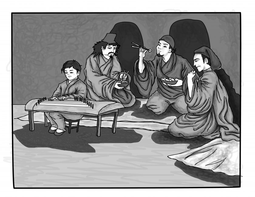 Confucio tocando la cítara